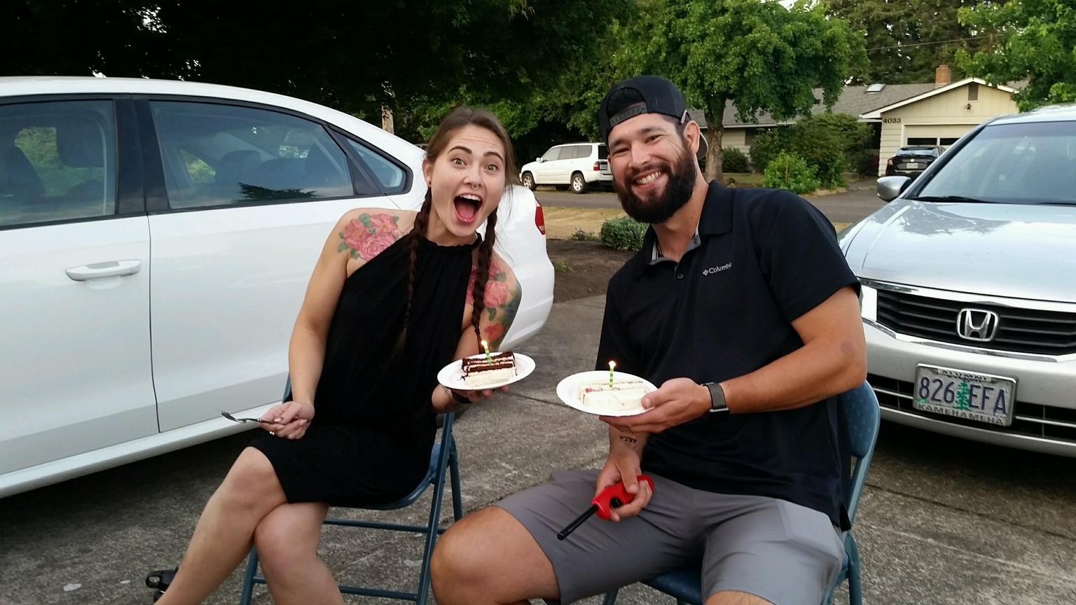 Samantha & Michael having cake